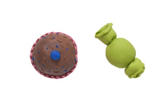 Chocolate truffle and candied sweet to decorate handmade with plasticine. Sweets and candies icons set