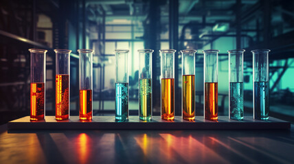 colorful test-tube in laboratory.