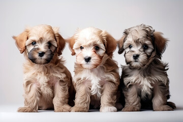 Studio portrait of a cute purebred puppies on a white background