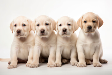 Labrador Retriever puppies on white background