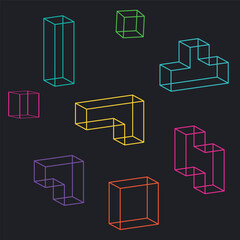 Outlined colorful bricks