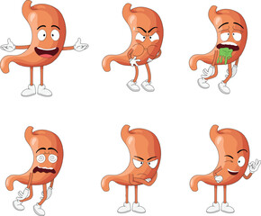 Vector stomach characters with varied expressions