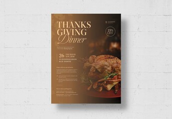 Thanksgiving Dinner Flyer Layout for Autumn and Fall Event