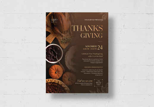 Thanksgiving Flyer Layout for Fall Autumn Harvest Festival Event