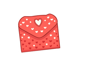 Red envelope with hearts, vector illustration