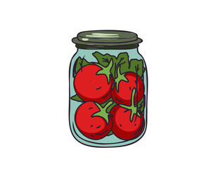Canned red tomatoes, flat vector illustration