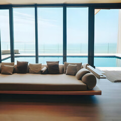 Room in the house with a view of the sea