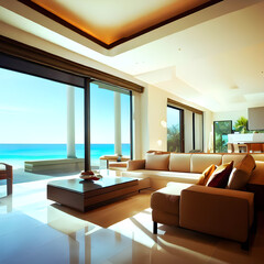 Room in the house with a view of the sea
