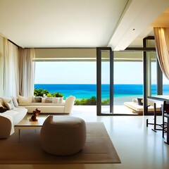 Room in the house with a view of the sea