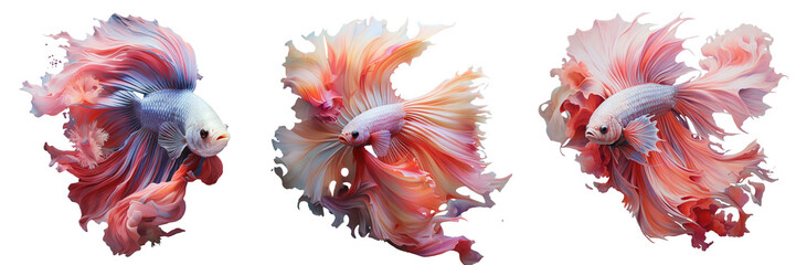 Capture beautiful moment of Siamese betta fish in Thailand on a transparent background