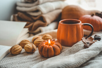 Autumn composition in the home interior, aesthetics