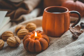 Autumn composition in the home interior, aesthetics