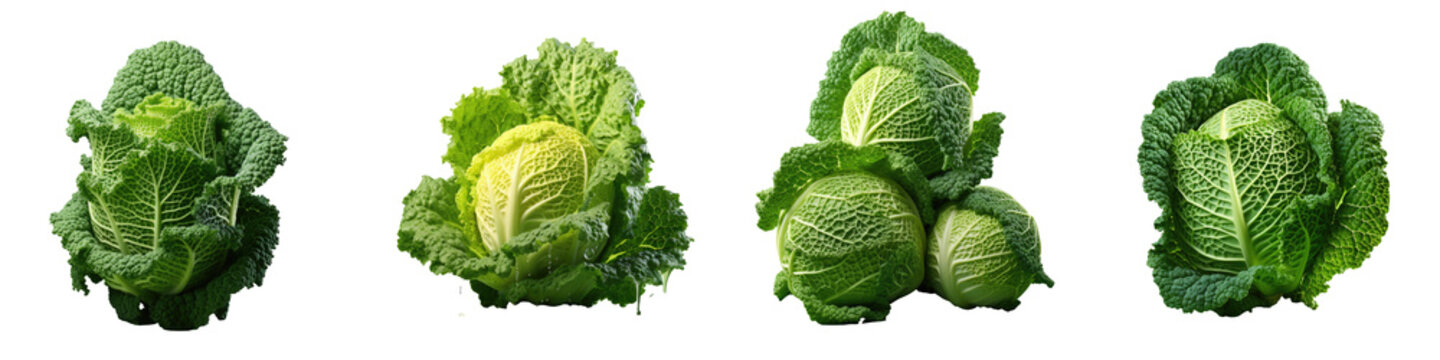 Savoy cabbage isolated on transparent background