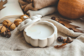 Autumn composition in the home interior, aesthetics