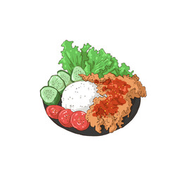 Ayam Geprek is a traditional food from Indonesia, namely pounded chicken and given chili