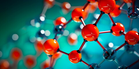 Abstract Molecular Structure: abstract representation of a molecular structure with geometric shapes and intricate patterns.