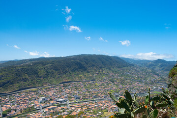 landscape of the city of Funchal Madeira island on a sunny day