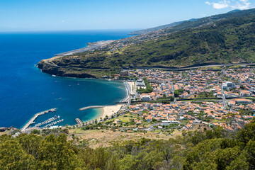 Naklejka na ściany i meble landscape of the city of Funchal Madeira island on a sunny day