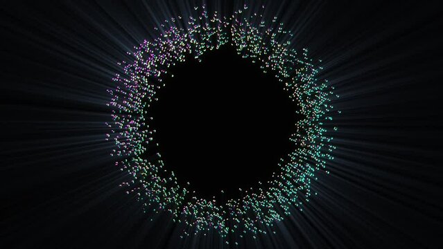Abstract background 3D animation shiny particles and objects outburst and transformation. Great for scientific, technological, industrial, futuristic, sci-fi