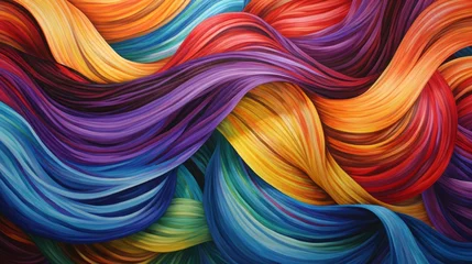 Foto op Canvas Threads of various colors weaving into a harmonious fabric, symbolizing diversity © ArtisanSamurai
