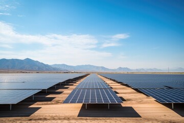 Generative ai arrays of solar panels are storing energy from the sun as renewable energy for a sustainable future.
