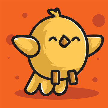 baby chiken icon macot vector