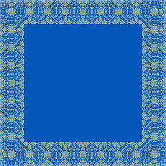 Vector illustration of Ukrainian ornament in ethnic style, identity, vyshyvanka, embroidery for print clothes, websites, banners. Background. Geometric design, border, copy space, frame
