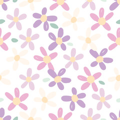 cute simple daisy wild flower pastel seamless pattern