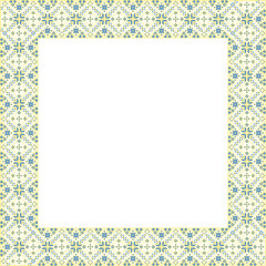 Vector illustration of Ukrainian ornament in ethnic style, identity, vyshyvanka, embroidery for print clothes, websites, banners. Background. Geometric design, border, copy space, frame