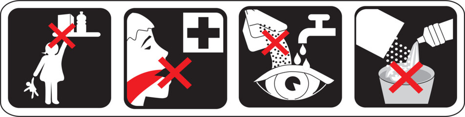 icon no children, do not drink, care eyes, do not mix