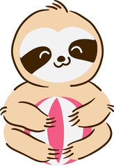 Sloth bear . Cute cartoon characters . Hand drawn style . PNG .