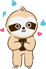 Sloth bear . Cute cartoon characters . Hand drawn style . PNG .