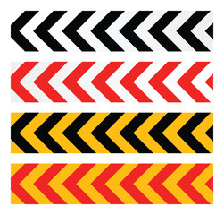 traffic arrow sign vector, warning or security design trendy style. red yellow black white