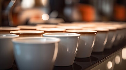 coffee cups close up