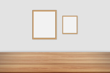 Fototapeta na wymiar frames on the wall with empty space