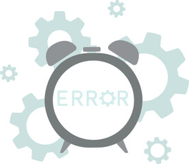 Error inscription 404 alarm clock screen inscription waiting site gear different sizes vector illustration