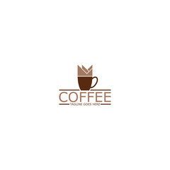 Coffee cup with crown icon illustration for logo template