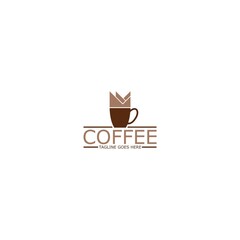 Coffee cup with crown icon illustration for logo template