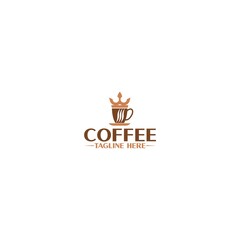 Coffee cup with crown icon illustration for logo template