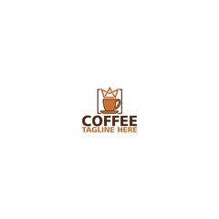 Coffee cup with crown icon illustration for logo template