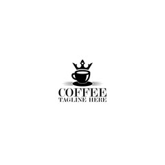 Coffee cup with crown icon illustration for logo template