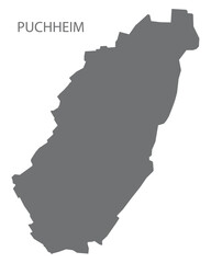 Puchheim German city map grey illustration silhouette shape