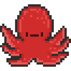 Pixel art cartoon octopus character 2
