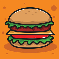 hamburger on a white mascot vector