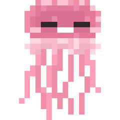Pixel art cartoon jelly fish character