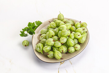 Sweet ripe gooseberries in the bowl