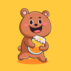 Obraz premium Cute bear with honey cartoon vector
