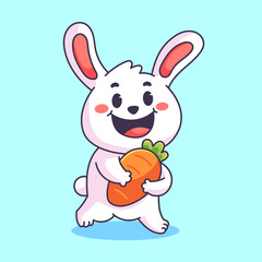 Cute rabbith with carrot cartoon vector