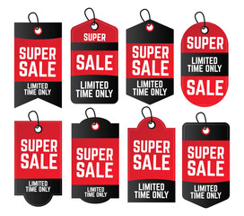 Set of super sale and discounts banner for attracting attention. Vector illustration. 