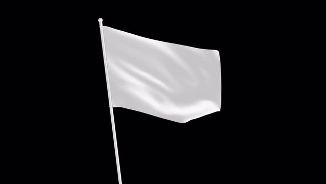 なびく白い旗の素材　3Dレンダリング　アルファチャンネル付き　ループ素材
